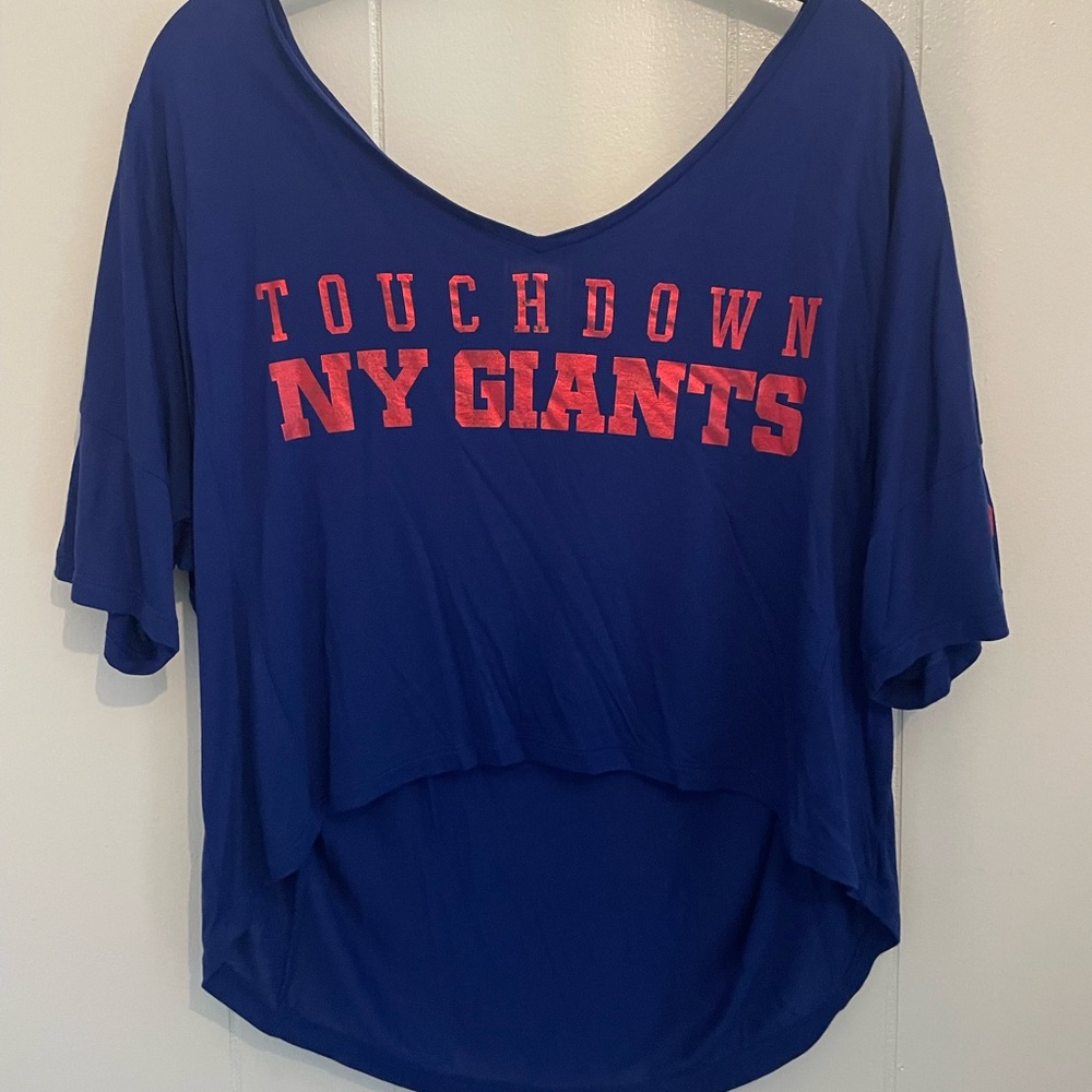 GIANTS top, shiny red writing.